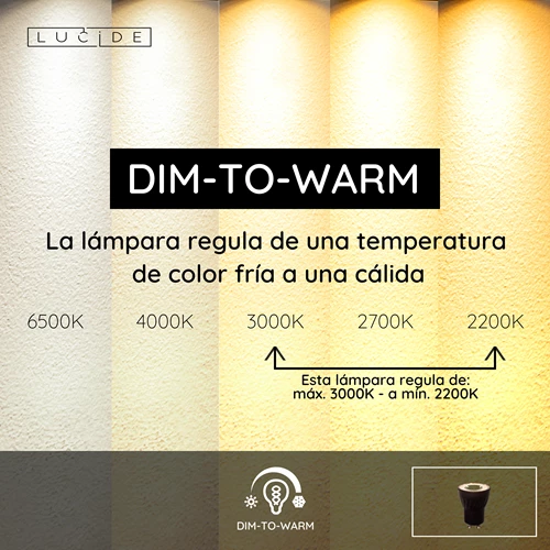 Lucide MR11 - Lámpara led - Ø 3,5 cm - LED Dim to warm - GU10 (MR11) - 1x4W 2200K/3000K - Negro - USP